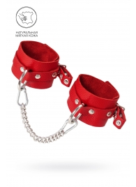 Красные мягкие кожаные оковы с люверсами - Pecado - купить с доставкой в Домодедово