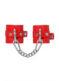 Красные мягкие кожаные наручники с люверсами - Pecado - купить с доставкой в Домодедово