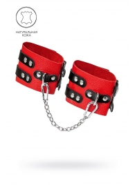 Красно-черные мягкие оковы с двумя ремешками с люверсами - Pecado - купить с доставкой в Домодедово