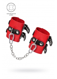 Красно-черные мягкие наручники с двумя ремешками с люверсами - Pecado - купить с доставкой в Домодедово