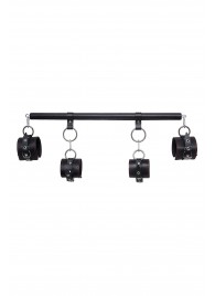 Черная распорка с 4 манжетами для рук и ног - Pecado - купить с доставкой в Домодедово