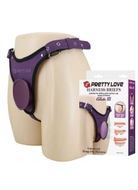 Фиолетовые трусики харнесс с платформой Caludio III - Baile - купить с доставкой в Домодедово