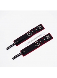 Черно-красные оковы с красной строчкой Sex - Crazy Handmade - купить с доставкой в Домодедово