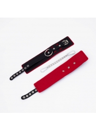 Черно-красные оковы с красной строчкой Sex - Crazy Handmade - купить с доставкой в Домодедово