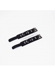 Черные кожаные наручники с регулируемыми ремешками - Crazy Handmade - купить с доставкой в Домодедово