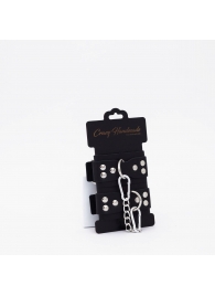 Черные кожаные оковы с регулируемыми ремешками - Crazy Handmade - купить с доставкой в Домодедово