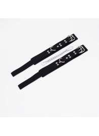 Черные кожаные оковы с регулируемыми ремешками - Crazy Handmade - купить с доставкой в Домодедово