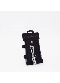 Черные кожаные наручники с хромированной фурнитурой - Crazy Handmade - купить с доставкой в Домодедово