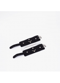 Черные кожаные наручники с хромированной фурнитурой - Crazy Handmade - купить с доставкой в Домодедово