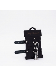 Черные кожаные оковы с хромированной фурнитурой - Crazy Handmade - купить с доставкой в Домодедово