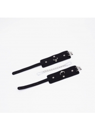 Черные кожаные оковы с хромированной фурнитурой - Crazy Handmade - купить с доставкой в Домодедово