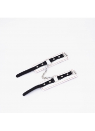 Бело-красные кожаные наручники - Crazy Handmade - купить с доставкой в Домодедово