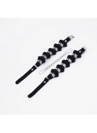 Черные кожаные наручники из звеньев - Crazy Handmade - купить с доставкой в Домодедово