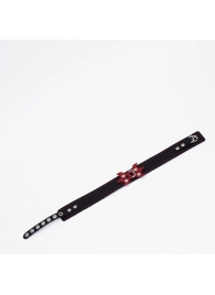 Черный ошейник с красным декором и строчкой - Crazy Handmade - купить с доставкой в Домодедово