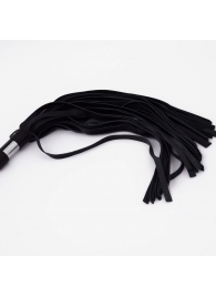 Черный кожаный флоггер со стальной ручкой - 45 см. - Crazy Handmade - купить с доставкой в Домодедово