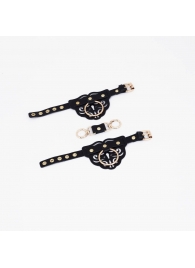 Черные наручники с золотистой фурнитурой - Crazy Handmade - купить с доставкой в Домодедово