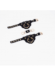 Черные наручники с золотистой фурнитурой - Crazy Handmade - купить с доставкой в Домодедово