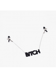 Зажимы на соски с кожаной подвеской Bitch - Crazy Handmade - купить с доставкой в Домодедово