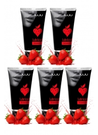 Набор из 5 съедобных лубрикантов JUJU со вкусом клубники - JuJu - купить с доставкой в Домодедово