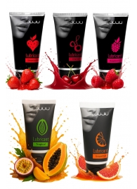 Набор из 5 съедобных лубрикантов JUJU (клубника, малина, тропические фрукты, вишня, грейпфрут) - JuJu - купить с доставкой в Домодедово