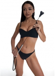 Стек с черным кожаным наконечником в виде сердца и металлической ручкой - 67 см. - Crazy Handmade - купить с доставкой в Домодедово