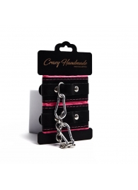 Черно-розовые скругленные наручники с мягкой подкладкой - Crazy Handmade - купить с доставкой в Домодедово