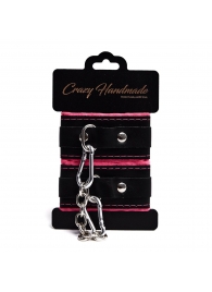 Черно-розовые скругленные наручники с мягкой подкладкой - Crazy Handmade - купить с доставкой в Домодедово