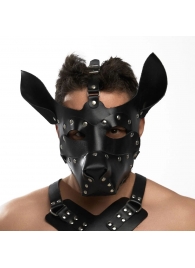 Черная кожаная маска «Собака» - Crazy Handmade - купить с доставкой в Домодедово