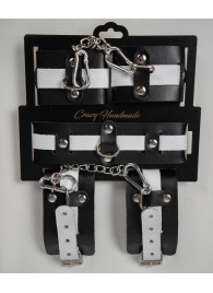 Набор фиксаторов из черной и белой натуральной кожи - Crazy Handmade - купить с доставкой в Домодедово