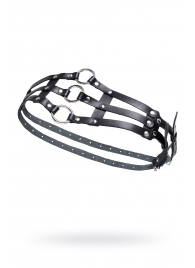 Черный кожаный пояс с кольцами - Pecado - купить с доставкой в Домодедово