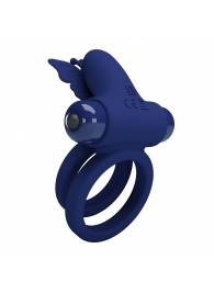 Синее эрекционное кольцо с вибростимуляцией клитора - Baile - в Домодедово купить с доставкой