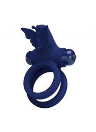 Синее эрекционное кольцо с вибростимуляцией клитора - Baile - в Домодедово купить с доставкой