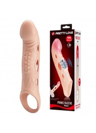 Телесная удлиняющая насадка с рельефом и вибрацией Brad - 21,3 см. - Baile - в Домодедово купить с доставкой