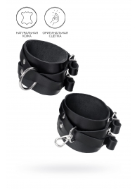 Черные кожаные оковы с двумя перекрёстными ремешками - Pecado - купить с доставкой в Домодедово