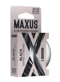 Черные утолщенные презервативы MAXUS Extra Strong с железным кейсом - 3 шт. - Maxus - купить с доставкой в Домодедово