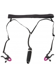 Женские вибростринги с зажимами для половых губ Spreader String with Vibrator - Orion - купить с доставкой в Домодедово