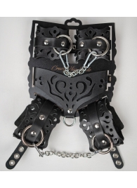 Черный ажурный кожаный набор фиксаций - Crazy Handmade - купить с доставкой в Домодедово