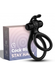 Черное эрекционное виброкольцо с подхватом мошонки Stay Hard - Boys of Toys - в Домодедово купить с доставкой