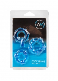 Набор из 3 синих эрекционных колец с различным рельефом - Erowoman-Eroman - в Домодедово купить с доставкой