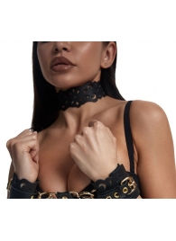 Черный ажурный чокер с золотистой фурнитурой - Crazy Handmade - купить с доставкой в Домодедово