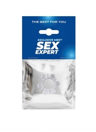 Прозрачное эрекционное кольцо с шариками и шипами - Sex Expert - в Домодедово купить с доставкой