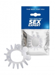 Эластичное эрекционное кольцо с шариками и лучами - Sex Expert - в Домодедово купить с доставкой