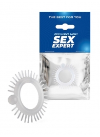 Эластичное эрекционное кольцо с шипиками и шариком - Sex Expert - в Домодедово купить с доставкой