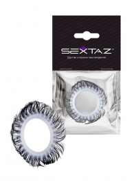 Эластичное эрекционное колечко с черными «ресничками» - Sextaz - в Домодедово купить с доставкой