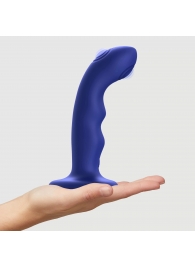 Синяя насадка-стимулятор Strap-On-Me Tapping Dildo Wave - Strap-on-me - купить с доставкой в Домодедово