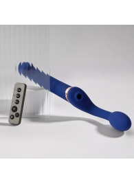 Синий безремневой страпон Multi Orgasm Bendable Strap-On size L с клиторальной стимуляцией - Strap-on-me - купить с доставкой в Домодедово