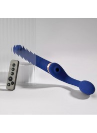 Синий безремневой страпон Multi Orgasm Bendable Strap-On size XL с клиторальной стимуляцией - Strap-on-me - купить с доставкой в Домодедово