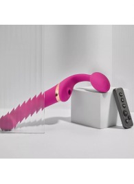 Ярко-розовый безремневой страпон Multi Orgasm Bendable Strap-On size L с клиторальной стимуляцией - Strap-on-me - купить с доставкой в Домодедово