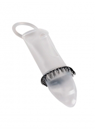 Закрытая насадка на пенис с подхватом мошонки и стимулирующими «ресничками» - Sextaz - в Домодедово купить с доставкой