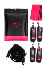 Черно-розовый эротический набор: фиксатор, оковы, наручники, повязка - Erokay - купить с доставкой в Домодедово